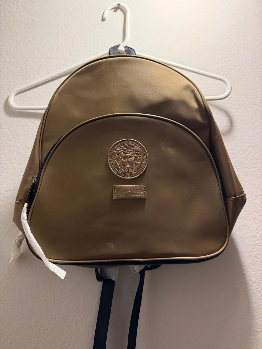 Versace Collection Olive Brown Medusa Logo Backpack